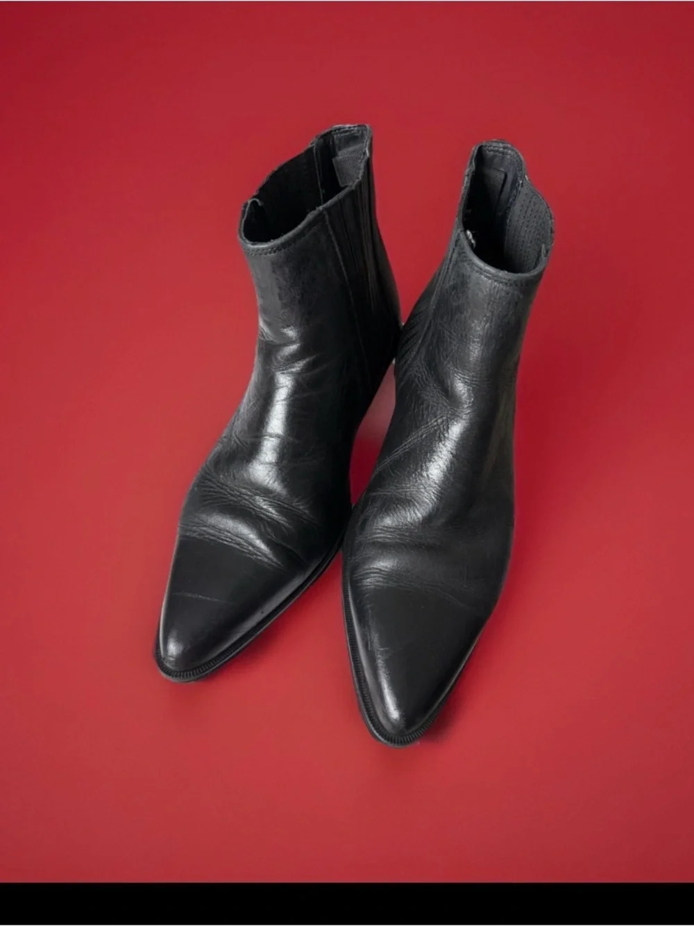 Zara Black Pointed-Toe Feau Leather Ankle Boots EU40 US 9.5 - Picture 4 of 12